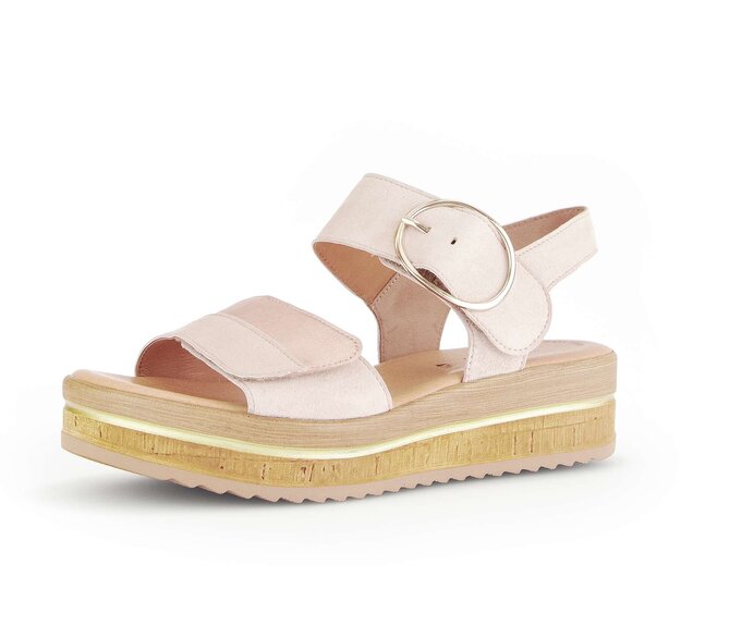 Gabor Plateau Sandale Rosa - Materialmix Leder