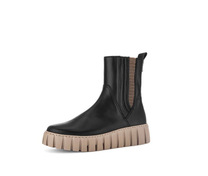 Gabor Plateau Stiefelette Schwarz - Glattleder
