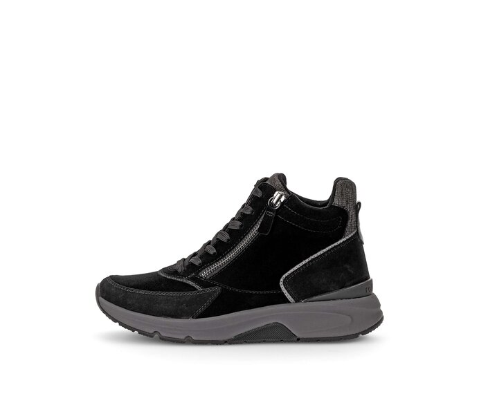 Gabor Sportliche Stiefelette Schwarz - Materialmix Leder