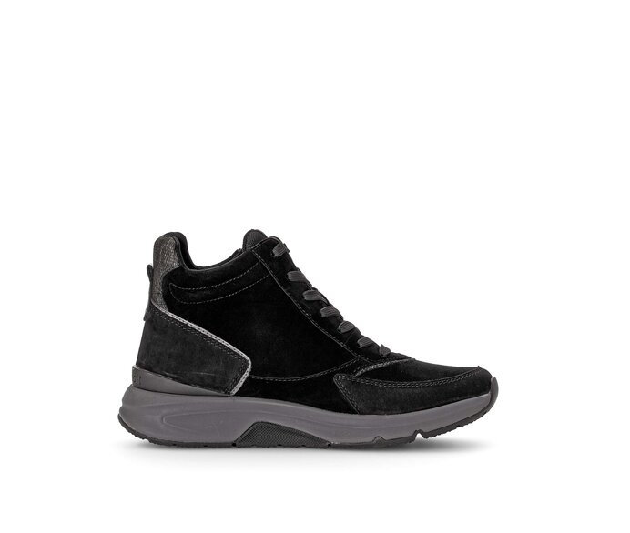 Gabor Sportliche Stiefelette Schwarz - Materialmix Leder