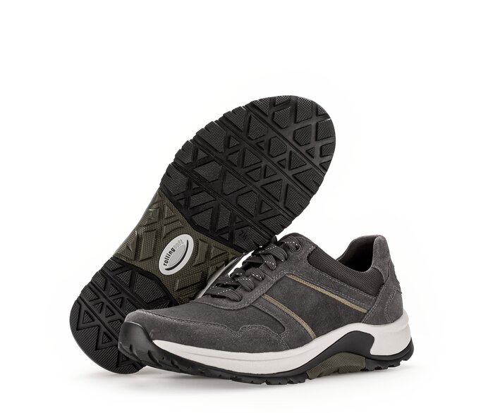 Gabor Rollingsoft Sneaker Low Grau - Materialmix Leder/Textil
