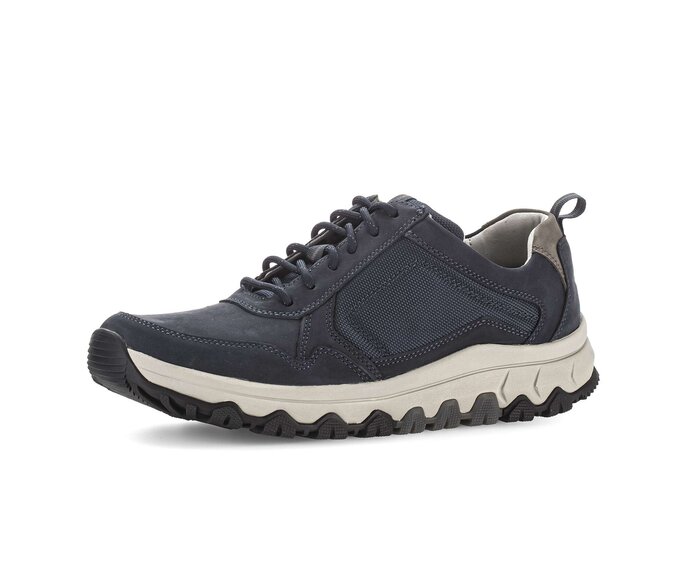 Gabor Rollingsoft Sneaker Low Blau - Materialmix Leder/Textil
