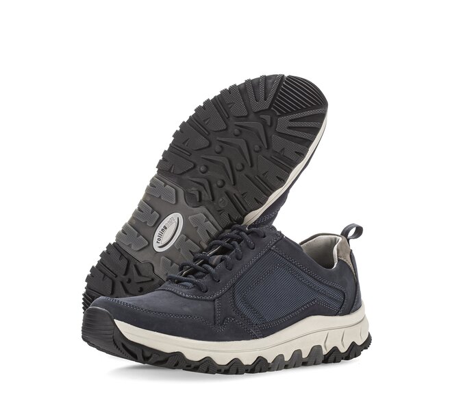 Gabor Rollingsoft Sneaker Low Blau - Materialmix Leder/Textil