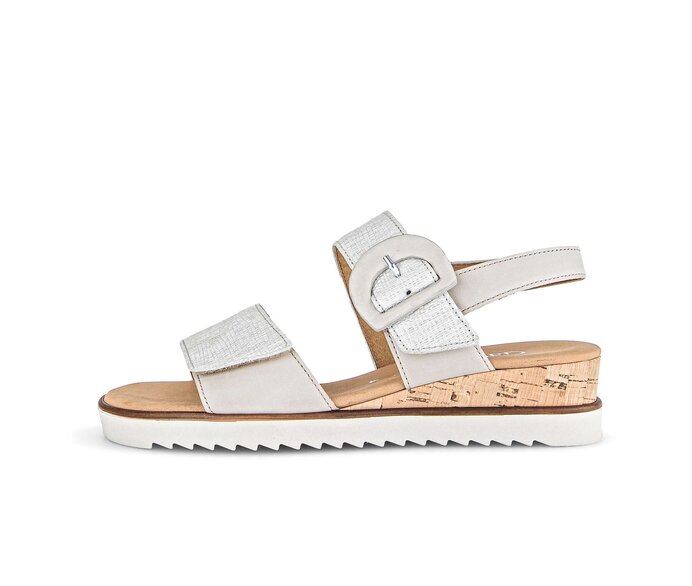 Gabor Keilsandalette Beige - Materialmix Leder