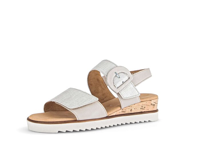 Gabor Keilsandalette Beige - Materialmix Leder