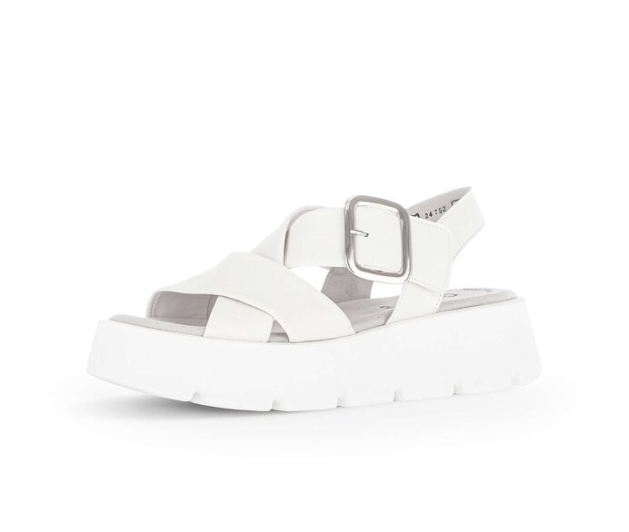 Gabor Plateau Sandale Creme - Glattleder