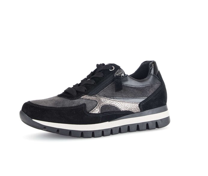 Gabor Sneaker Low Schwarz - Materialmix Leder