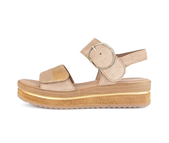 Gabor Plateau Sandale Beige - Materialmix Leder