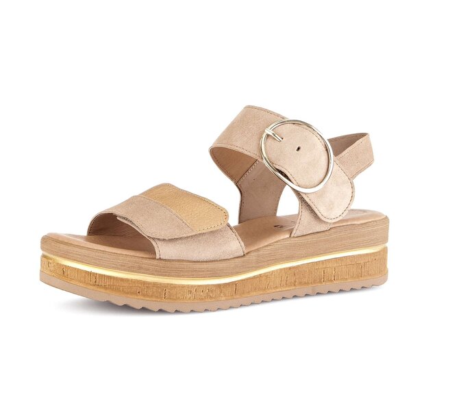 Gabor Plateau Sandale Beige - Materialmix Leder