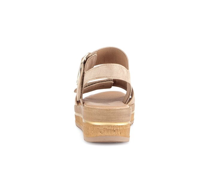 Gabor Plateau Sandale Beige - Materialmix Leder