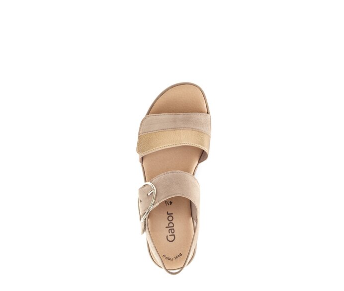 Gabor Plateau Sandale Beige - Materialmix Leder