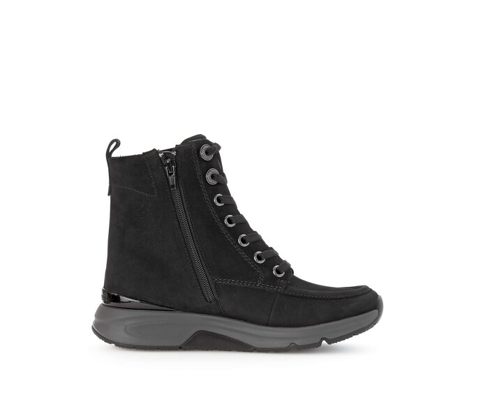 Gabor Sportliche Stiefelette Schwarz - Rauleder