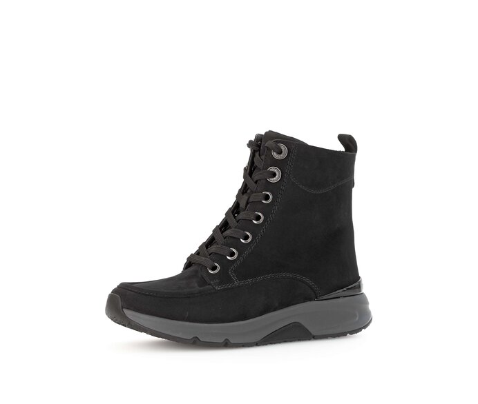 Gabor Sportliche Stiefelette Schwarz - Rauleder