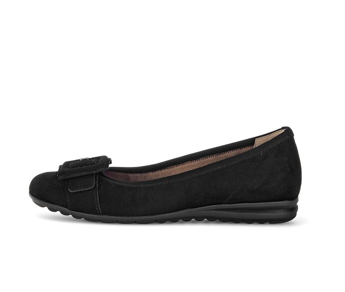 Gabor Sportliche Ballerina Schwarz - Rauleder
