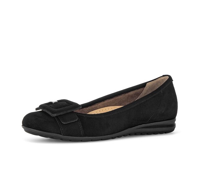 Gabor Sportliche Ballerina Schwarz - Rauleder
