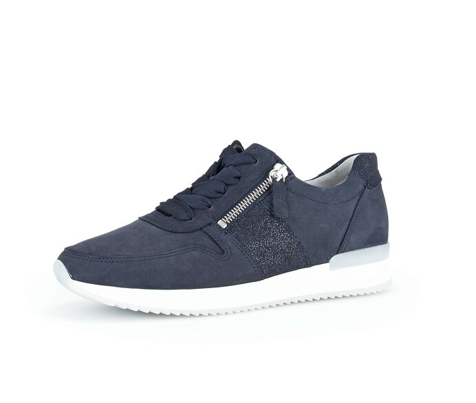 Gabor Sneaker Low Blau - Materialmix Leder