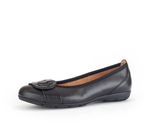 Gabor Sportliche Ballerina Schwarz - Glattleder