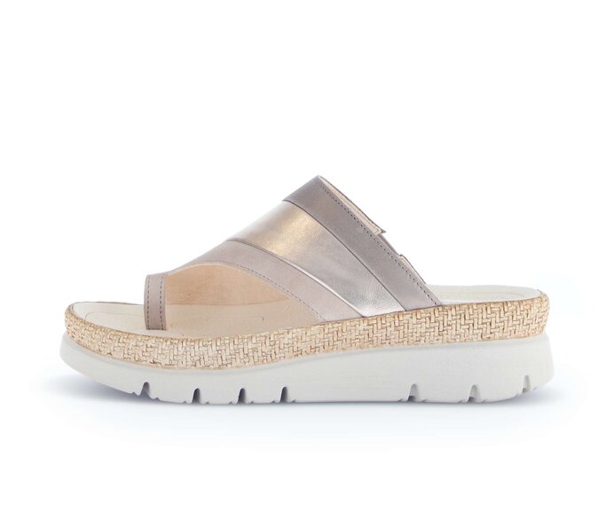 Gabor Zehentrenner Beige - Materialmix Leder