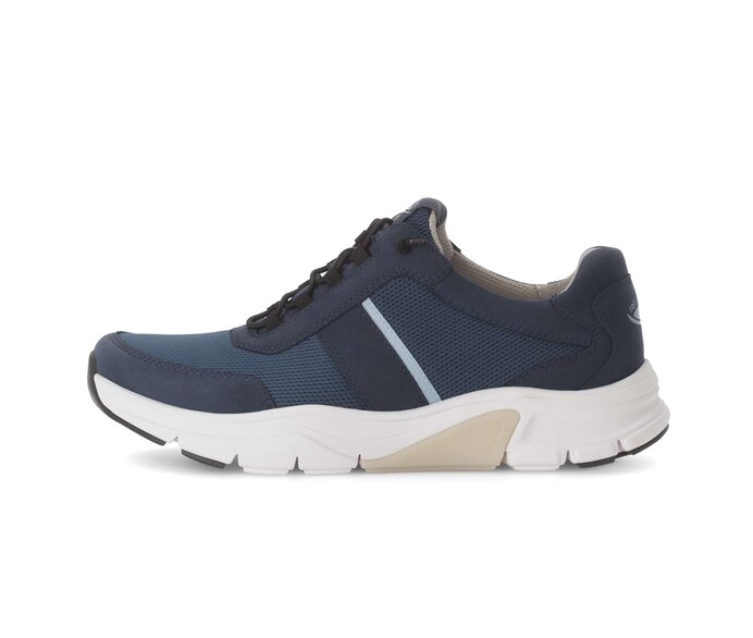 Gabor Rollingsoft Sneaker Low Blau - Materialmix Leder/Textil