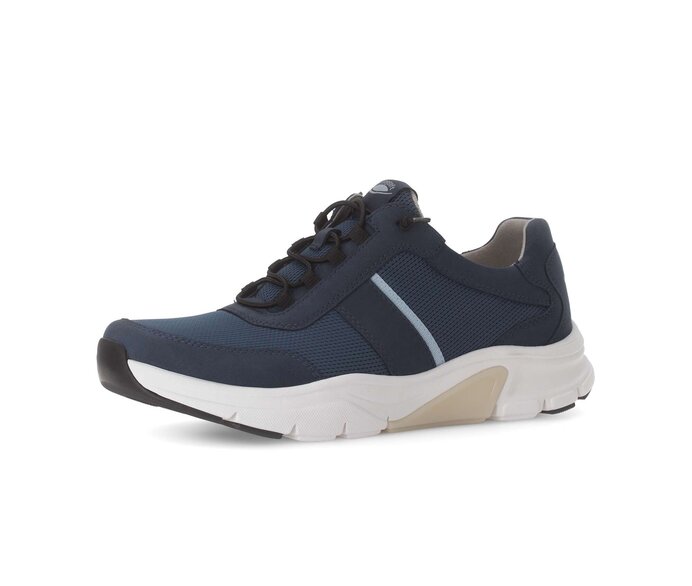 Gabor Rollingsoft Sneaker Low Blau - Materialmix Leder/Textil