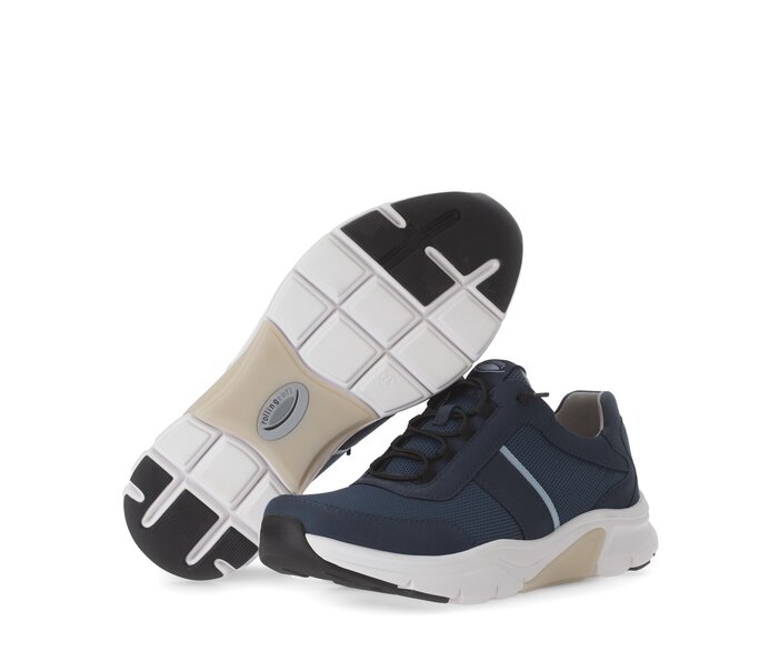 Gabor Rollingsoft Sneaker Low Blau - Materialmix Leder/Textil