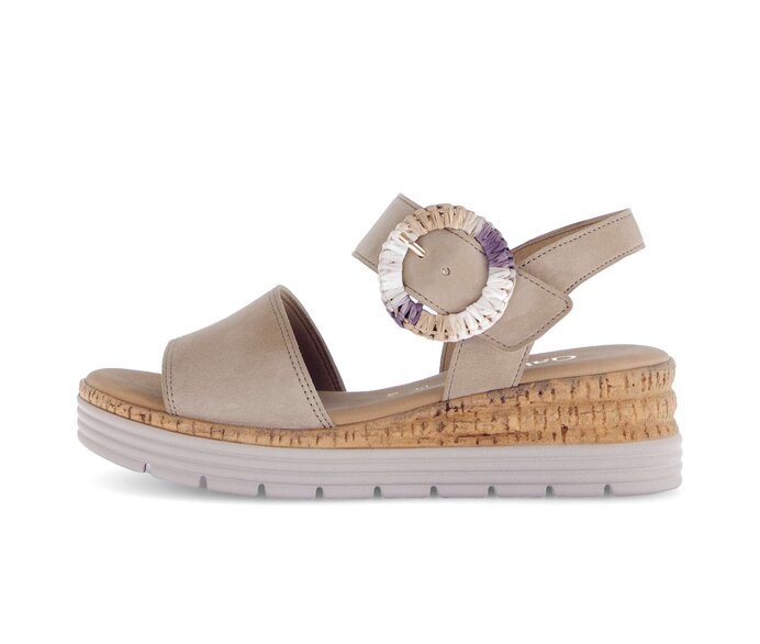 Gabor Riemchensandale Beige - Rauleder
