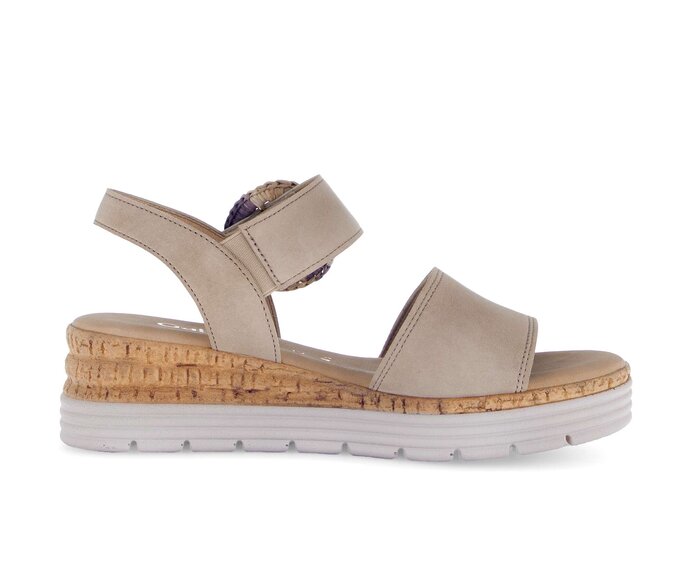 Gabor Riemchensandale Beige - Rauleder