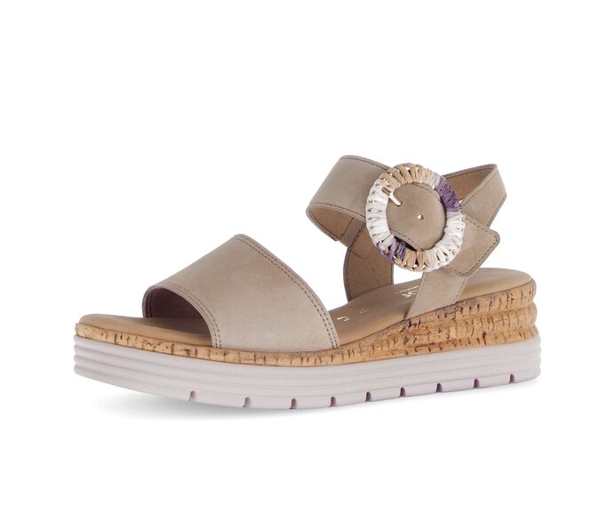 Gabor Riemchensandale Beige - Rauleder
