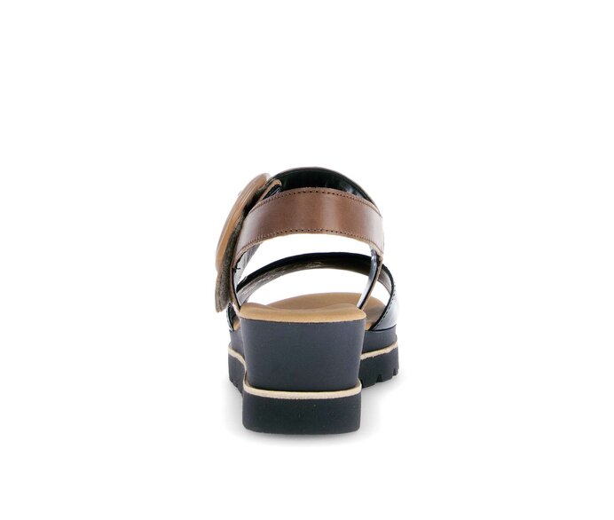 Gabor Plateau Sandale Schwarz - Materialmix Leder