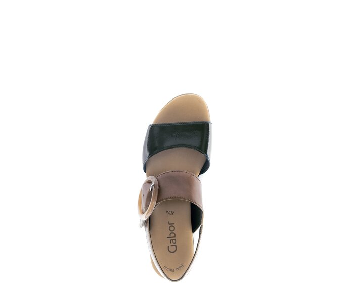 Gabor Plateau Sandale Schwarz - Materialmix Leder