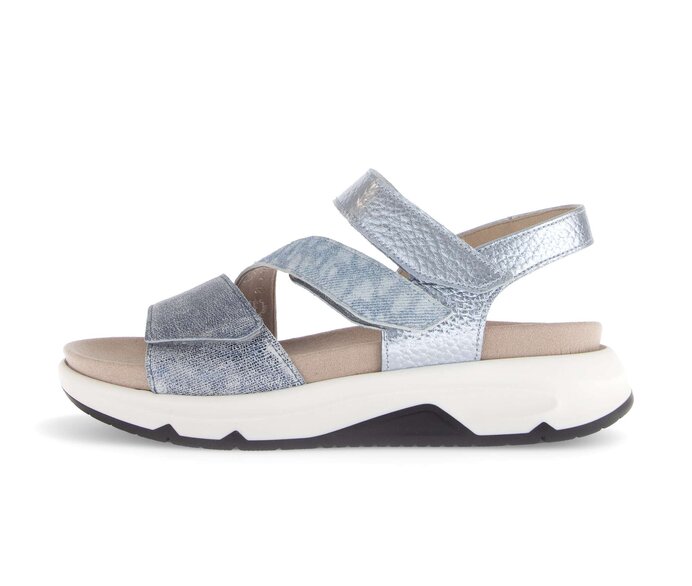 Gabor Riemchensandale Blau - Materialmix Leder
