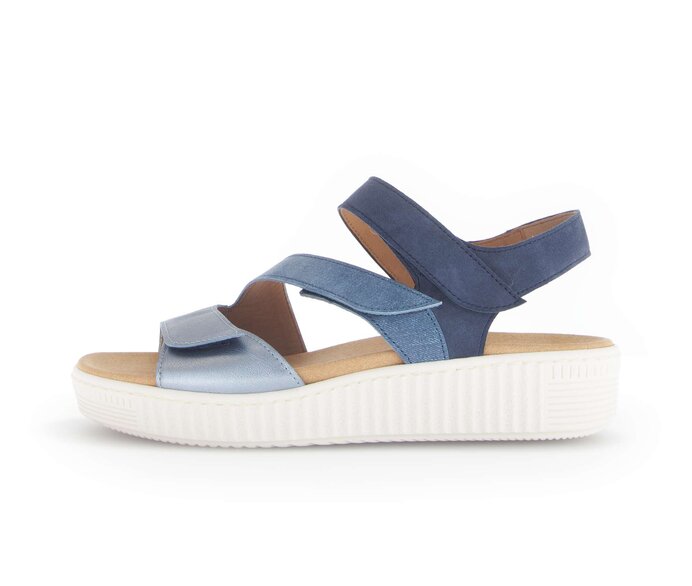 Gabor Plateau Sandale Blau - Materialmix Leder