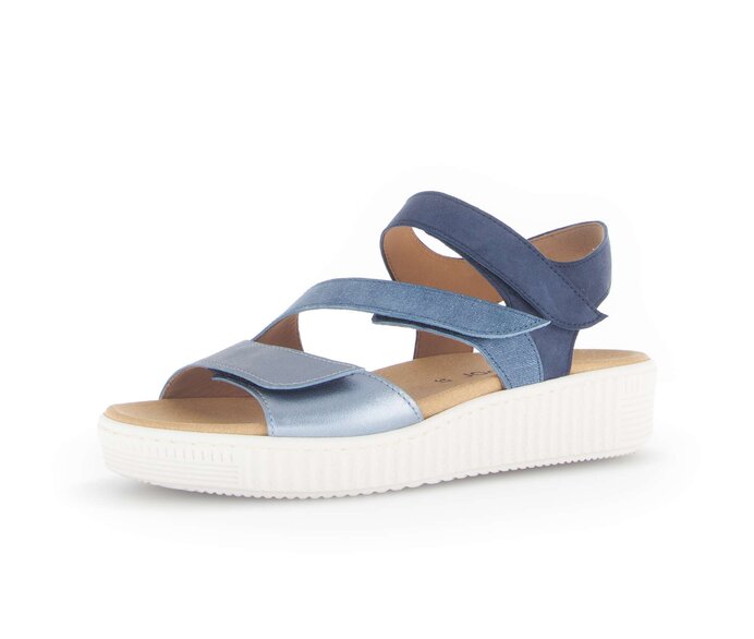 Gabor Plateau Sandale Blau - Materialmix Leder
