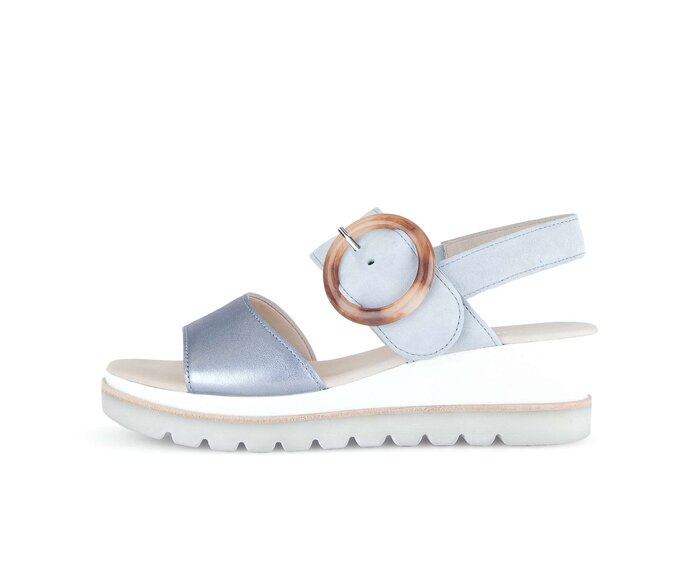 Gabor Keilsandalette Blau - Materialmix Leder