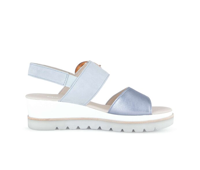 Gabor Keilsandalette Blau - Materialmix Leder