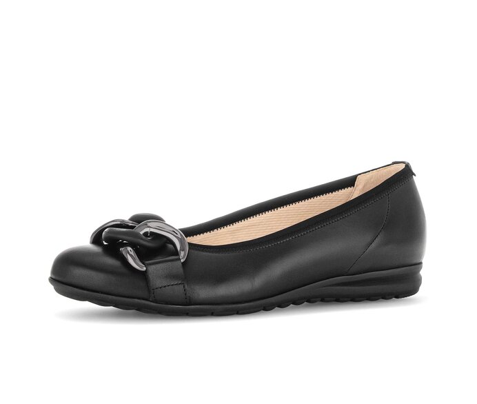 Gabor Sportliche Ballerina Schwarz - Glattleder
