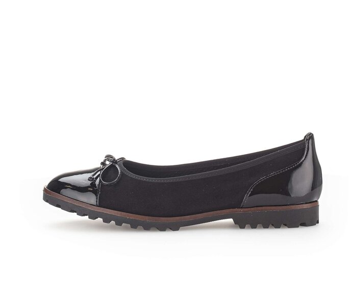 Gabor Sportliche Ballerina Schwarz - Materialmix Leder/Lederimitat
