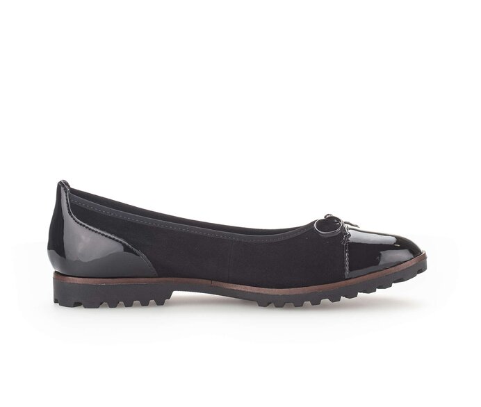 Gabor Sportliche Ballerina Schwarz - Materialmix Leder/Lederimitat