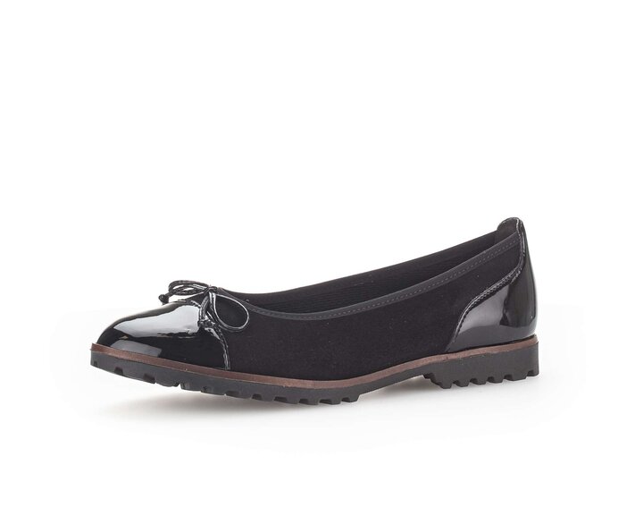 Gabor Sportliche Ballerina Schwarz - Materialmix Leder/Lederimitat