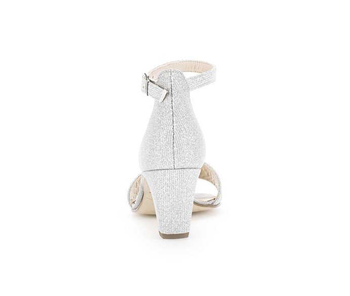 Gabor Riemchensandale Silber - Materialmix Leder/Lederimitat