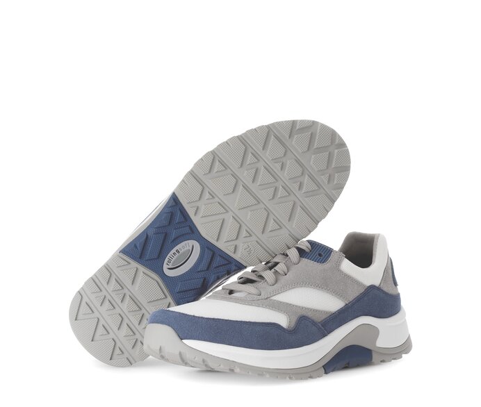 Gabor Rollingsoft Sneaker Low Blau - Materialmix Leder/Textil