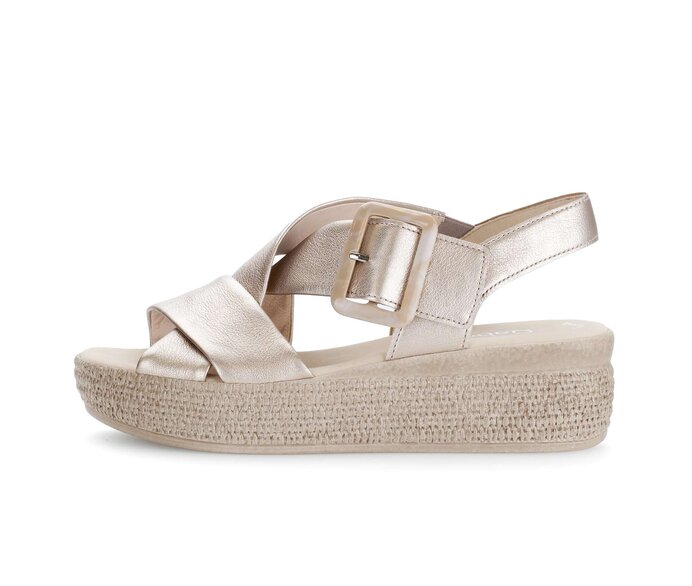 Gabor Plateau Sandale Gold - Effektleder