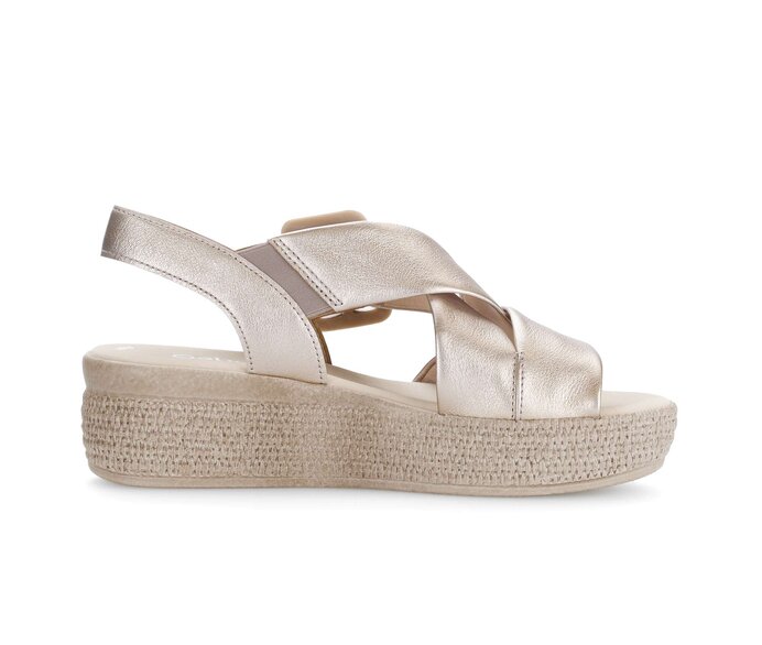 Gabor Plateau Sandale Gold - Effektleder