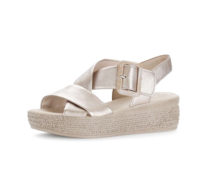 Gabor Plateau Sandale Gold - Effektleder