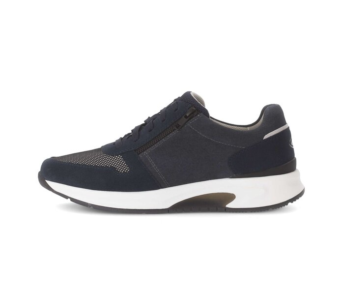 Gabor Rollingsoft Sneaker Low Blau - Materialmix Leder/Textil