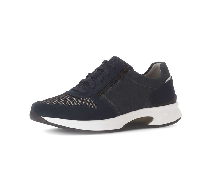 Gabor Rollingsoft Sneaker Low Blau - Materialmix Leder/Textil