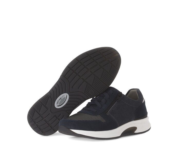 Gabor Rollingsoft Sneaker Low Blau - Materialmix Leder/Textil