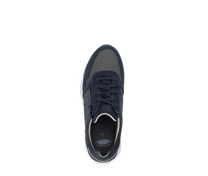 Gabor Rollingsoft Sneaker Low Blau - Materialmix Leder/Textil