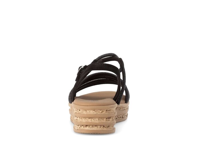 Gabor Plateau Sandale Schwarz - Materialmix Leder/Lederimitat