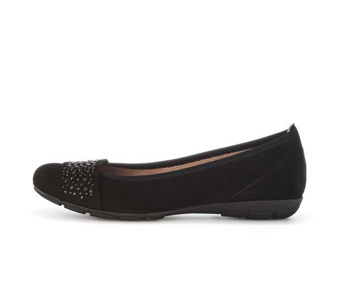 Gabor Sportliche Ballerina Schwarz - Rauleder